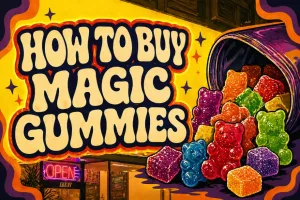 How to buy magic gummies in canada - thumbnail - a bag of gummies coming out of their packaging